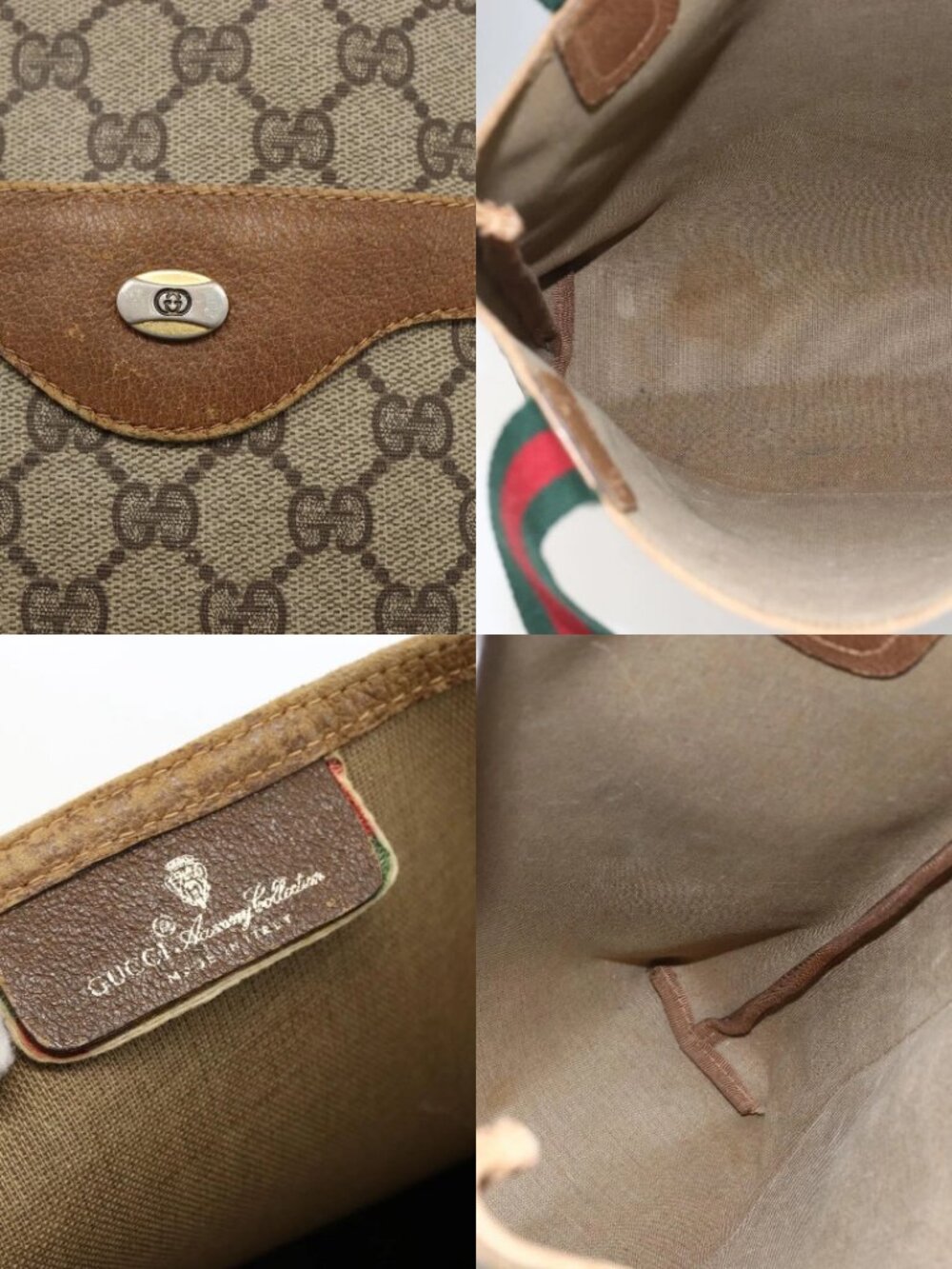 GUCCI GG Supreme Web Sherry Line Tote Bag PVC Beige Gold 40 02 003 Auth bs33280 - Picture 15 of 15